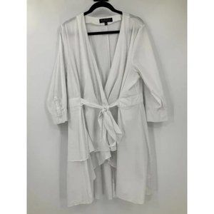 White Light Shirt Ruffle Single Button Closure Wrap Top Dress Cardigan